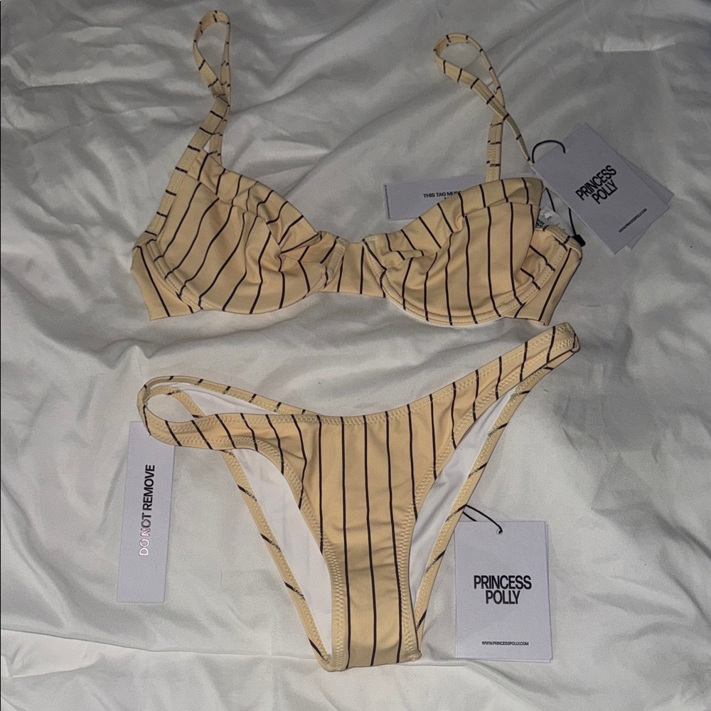 Princess Polly Yellow and Black Striped Bikini